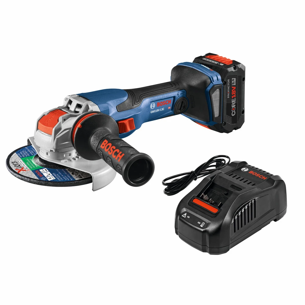 Bosch GWX18V-13CB14 PROFACTOR 18V Spitfire X-LOCK 5-6 In. Cordless Angle Grinder Kit With (1) CORE18V 8.0 Ah Performance Battery 1 Bosch GWX18V-13CB14 PROFACTOR 18V Spitfire X-LOCK 5-6 In. Cordless Angle Grinder Kit With (1) CORE18V 8.0 Ah Performance Battery