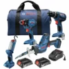 Bosch GXL18V-496B22 18V Compact Lithium-Ion Cordless 4-Tool Combo Kit (2 Ah)