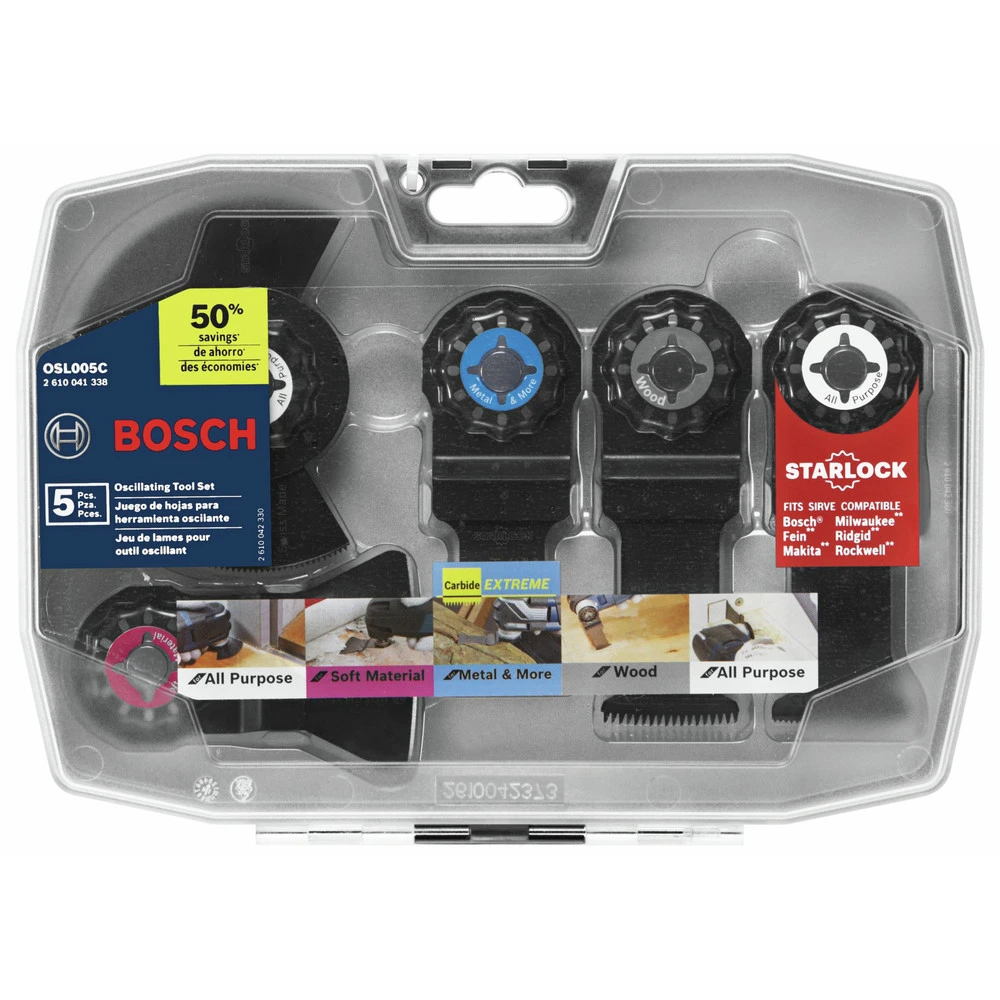 Bosch OSL005C 5-Piece Starlock Oscillating Multi-Tool Accessory Blade Set 2 Bosch OSL005C 5-Piece Starlock Oscillating Multi-Tool Accessory Blade Set - Image 2