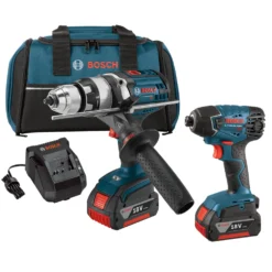 Factory Reconditioned Bosch CLPK222-181-RT 18V 4.0 Ah Cordless Lithium-Ion Brute Tough Hammer Drill And Hex Impact Driver Combo Kit