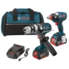 Factory Reconditioned Bosch CLPK224-181-RT 18V Cordless Lithium-Ion 1/2 In. Hammer Drill And Socket Ready Impact Driver Combo Kit