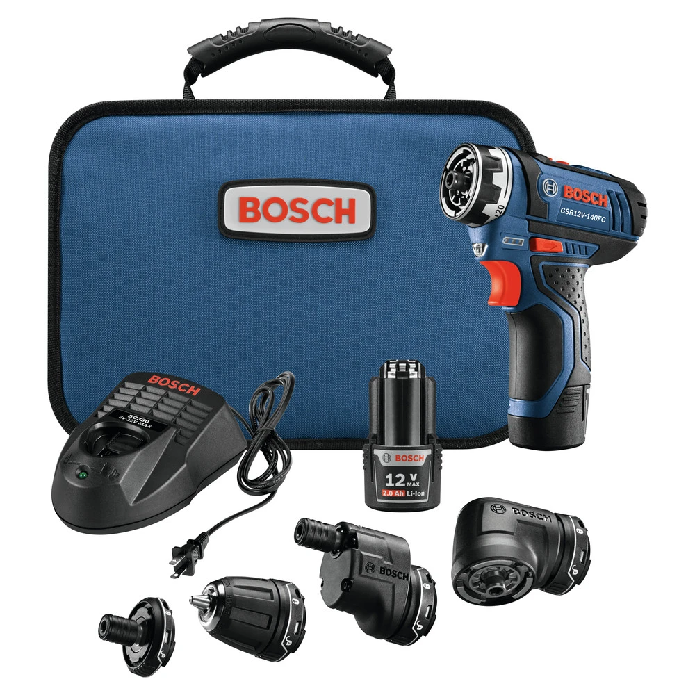 Factory Reconditioned Bosch GSR12V-140FCB22-RT 12V Lithium-Ion Max FlexiClick 5-In-1 1/4 In. Cordless Drill Driver System Kit (2 Ah) 1 Factory Reconditioned Bosch GSR12V-140FCB22-RT 12V Lithium-Ion Max FlexiClick 5-In-1 1/4 In. Cordless Drill Driver System Kit (2 Ah)