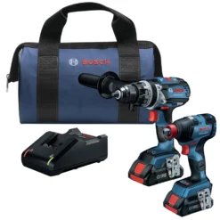 Factory Reconditioned Bosch GXL18V-224B25-RT 18V Brute Tough Connected-Ready EC Brushless Li-Ion 1/2 In. Cordless Hammer Drill Driver / 1/4 / 1/2 In. 2-In-1 Impact Driver Combo Kit (4 Ah)