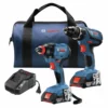 Factory Reconditioned Bosch GXL18V-232B22-RT 18V Compact Tough Lithium-Ion 1/2 In. Cordless Drill Driver / 1/4 In. And 1/2 In. 2-in-1 Bit/Socket Impact Driver Combo Kit (2 Ah)