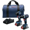 Factory Reconditioned Bosch GXL18V-238B25-RT 18V Compact Tough Connected-Ready EC Brushless Lithium-Ion 1/2 In. Cordless Drill Driver / 1/4 In. Hex Impact Driver Combo Kit With 2 Batteries (4 Ah)